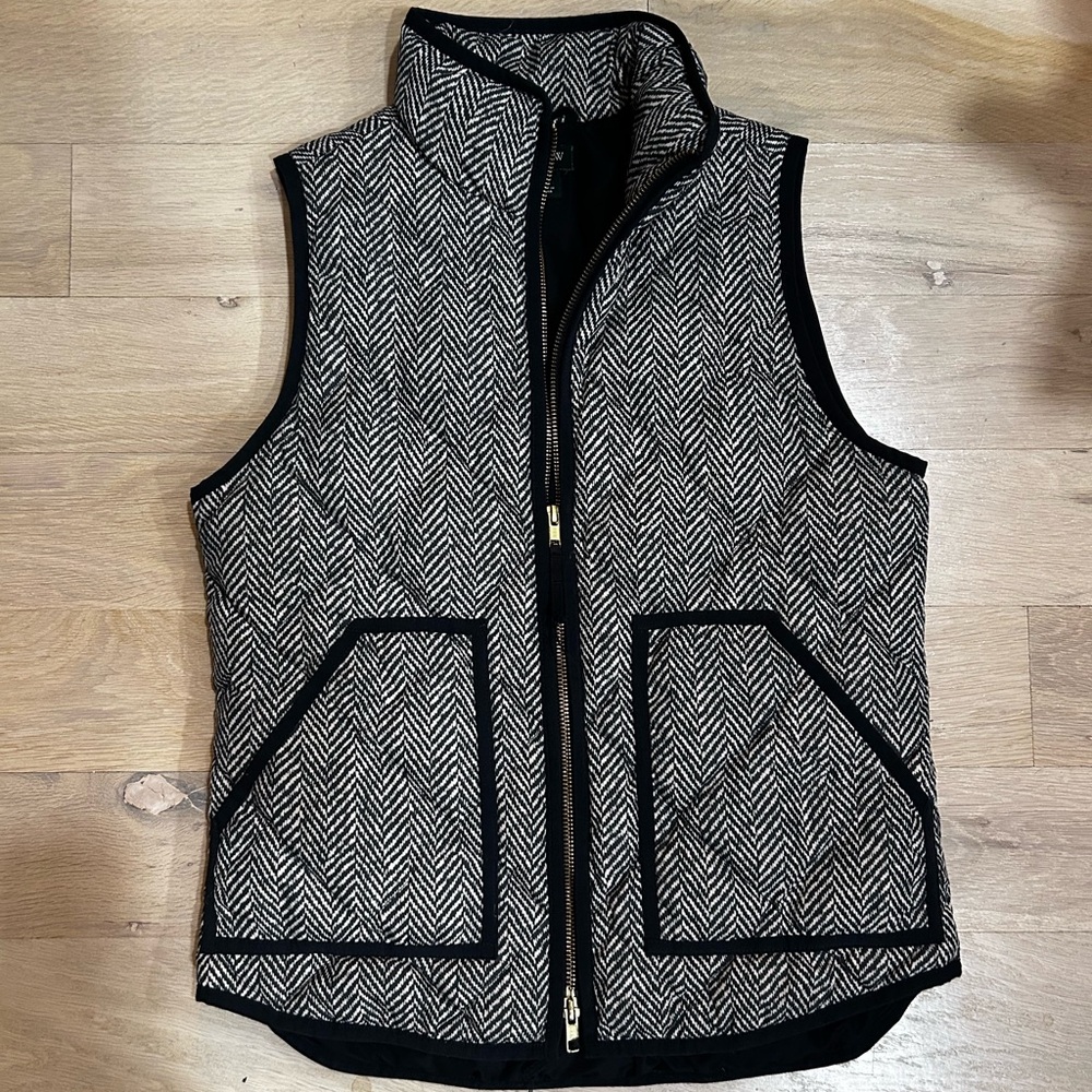 J. Crew Women's Black and White Herringbone Vest
